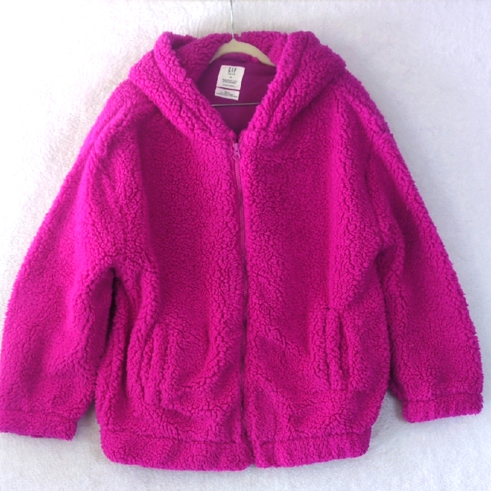 GAP Girls Teen Pink Magenta Faux Sherpa Hooded Jacket